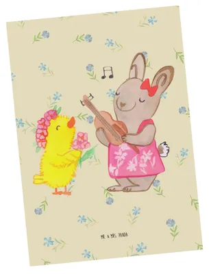 Produktbild von Mr. & Mrs. Panda Postkarte Ostern Frühlingsgefühle - Blumig - Geschenk, Grußkarte, Fotokarte, Ostergrüße, Musik, Hase, einzelkarte, Ostergeschenke, Postkarten, Frühling