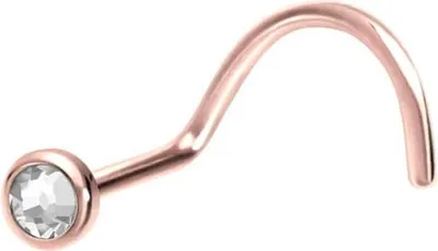 Produktbild von Nasenpiercing, Nasenstecker Chirurgenstahl Nasenstecker Spirale FLACHE KRISTALLDISC RoséGold | Kristall: Kristallklar Stabstärke: 0,8 mm