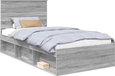 Produktbild von Bettrahmen Graues Sonoma 100 x 200 cm Massives Kiefernholz
