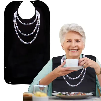 Imagen del producto de Baberos para adultos con bolsillo recoge-migas, impermeables, lavables, reutilizables, 1 unidad, para personas mayores
