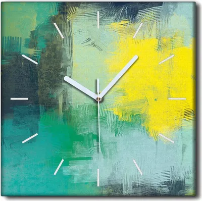 Produktbild von Coloray Uhr auf Leinwand 30x30 cm Wand Uhr Dekoration Wohnzimmer Segeltuch weiße Zeiger -Vintage Abstraktion.