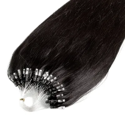 Immagine prodotto di hair2heart Premium Microring Estensioni dei capelli umani lisci - 25 fili 1g 60cm 4/0 marrone medio