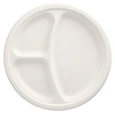 Produktbild von Teller, Zuckerrohr "pure" 3-geteilt Ø 26 cm · 2 cm weiss