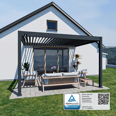Produktbild von Deluxe Wandpavillon Aluminium Anthrazit 3 x 4 m