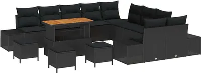 Productafbeelding van vidaXL Tuinset met 14 stukken, zwart, van polyrotan