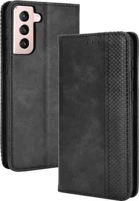 Produktbild von Samsung Galaxy S21 Hülle - Coverup Vintage Style Klapphülle - Schwarz