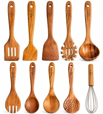 Produktbild von 10-teilige Set von Teakholzspateln und Küchenutensilien
