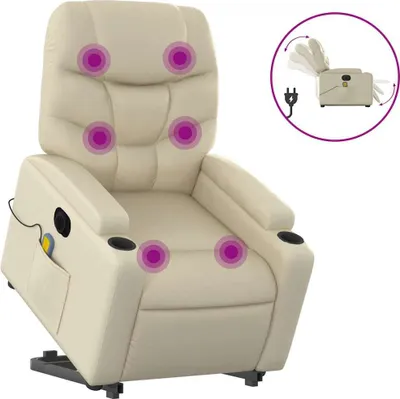 Produktbild von vidaXL Massagesessel mit Aufstehhilfe Elektrisch Creme Kunstleder