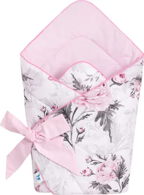 Produktbild von Pepi Babyhörnchen Einschlagdecke - 75×75 cm 100% Baumwolle - Babydecke Wickeldecke Babynest - Pink Flowers