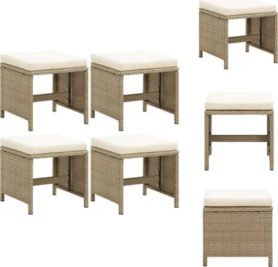 Produktbild von vidaXL Gartenhocker 4 Stk. mit Sitzkissen Poly Rattan Beige -  Gartenstühle