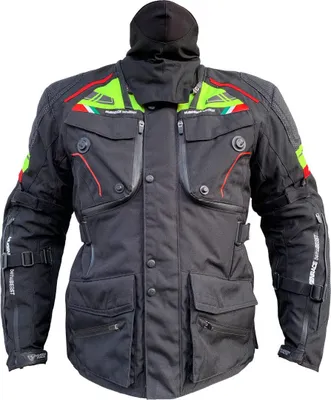 Image de MUGENRACE - Veste textile imperméable pour moto, noire/fluo, taille XL