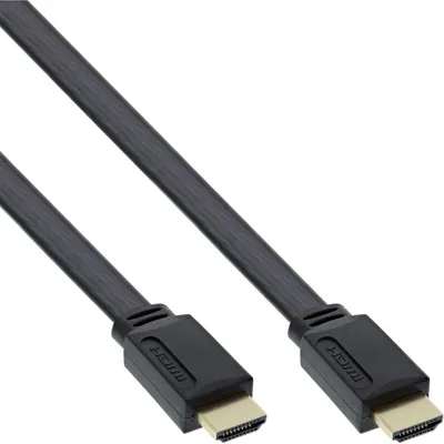 Produktbild von InLine HDMI-High Speed Flachkabel mit Ethernet, verg. Kontakte, schwarz, 10m, 10 m, HDMI Typ A (Standard), HDMI Typ A (Standard), 3D, Schwarz