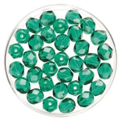 Produktbild von Glorex Glasschliff Perlen 6 mm 50 Stück, emerald