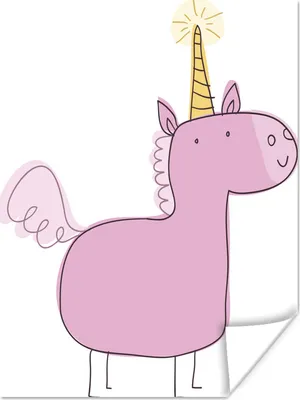 Produktbild von MuchoWow® Poster Eine Illustration eines rosa Einhorns - Mädchen - Kinder - Kinder 120x160 cm - Wandbilder