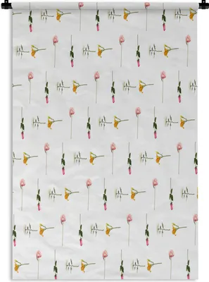 Produktbild von MuchoWow® Wandteppich Wandbehang Blumen - Farben - Pastell 120x180 cm Tapisserie Dekoration Wandtuch - Schlafzimmer - Dekorationen für das Haus