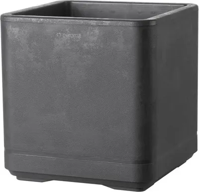 Image de Pot de Fleur Cube Cosmo, 38 x h39 cm, Anthracite, Avec Réserve d'Eau, Sur Roulettes, Matière Recyclée, 25.5L