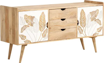 Produktbild von Waschtisch Barani 150x75x42 cm I Badschrank Mangoholz I Waschplatz Bad Möbel