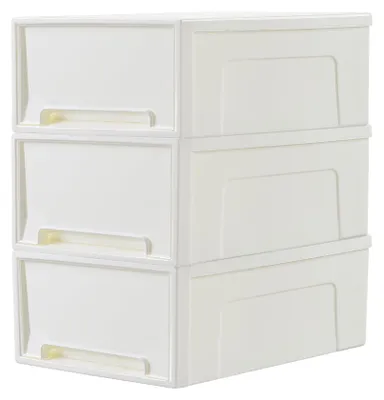 Image de Ensemble de 3 boîtes de rangement empilables avec portes blanches