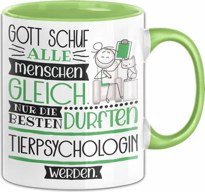 Produktbild von Tierpsychologin Geschenk Becher Tasse Gott Schuf Alle Menschen Gleich Nur Die Besten Durfeten Tierpsychologin Werden Geschenkidee Lustig (Grün)