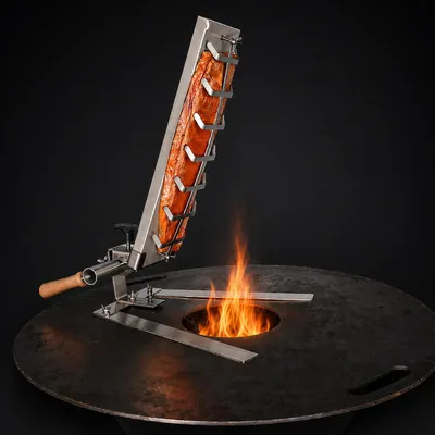 Produktbild von Flammlachsblech 50x14cm aus Edelstahl inkl. Edelstahlstandfuß für Grillplatten
