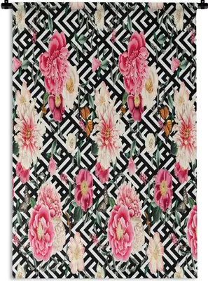 Produktbild von MuchoWow® Wandteppich Wandbehang Blumen - Schmetterling - Pastell 120x180 cm Tapisserie Dekoration Wandtuch - Schlafzimmer - Dekorationen für das Haus