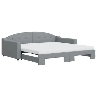 Image de vidaXL Lit de jour extensible avec matelas gris clair 100x200 cm Tissu