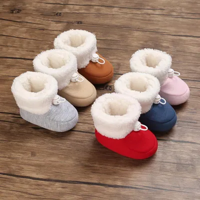 Produktbild von Baby-Herbst- und Winter-Schuhe für Jungen und Mädchen im Alter von 0–1 Jahren, plus samtige, dicke, warme und nicht fallende Baumwollschuhe, Pink, Größe 11/74