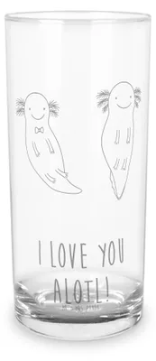 Produktbild von Mr. & Mrs. Panda Glas Axolotl Liebe 400 ml - Transparent - Geschenk, Longdrinkglas, Wasserbecher, für Freundin, Wasserglas, Frauen, Hochzeitstag, Cocktailglas, Freund
