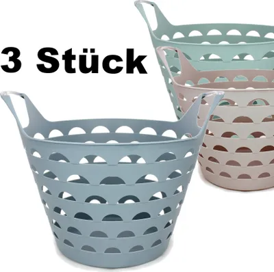 Produktbild von 3 er Set Flexibler Korb Wäsche Flaschen Garten Plastik Flexi Futter Löcher Laub 14 Liter