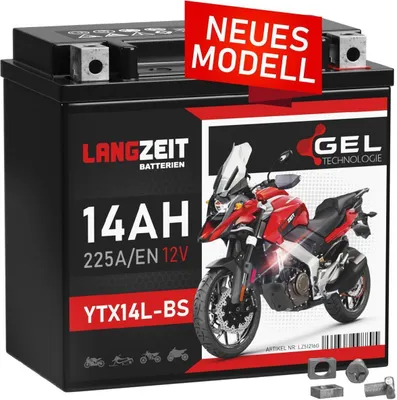 Produktbild von LANGZEIT YTX14L-BS Motorradbatterie 12V 14Ah 225AEN HVT-03 GEL Batterie 12V 51216 HVT-3