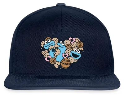Produktbild von Spreadshirt Sesamstraße Herz Mit Krümelmonster Snapback Cap, One size, Navy/Navy