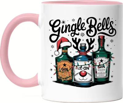 Produktbild von Gingle Bells Tasse rosa Gin-Liebhaber Gin-Trinker Weihnachten Geschenkidee