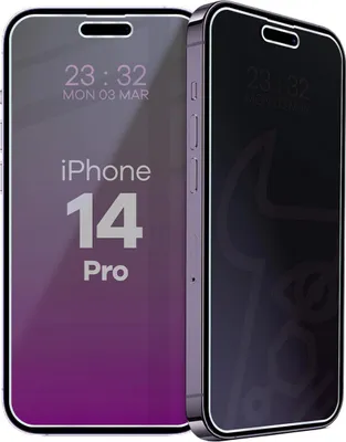 Produktbild von Hybridglas mit Privatschutzfilter für iPhone 14 Pro, Bizon Glass Mule Shadow, Matt