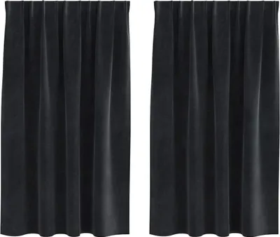 Image de vidaXL Rideaux occultants 2 pcs noir 140 x 140 cm velours
