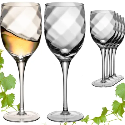 Produktbild von IMPERIAL Weißweingläser 290ml – Set mit 6 Weingläsern aus Crystalline Glas – elegante facettierte Form mit Rautenmusterung Serie „Glamour“ – handgefertigt