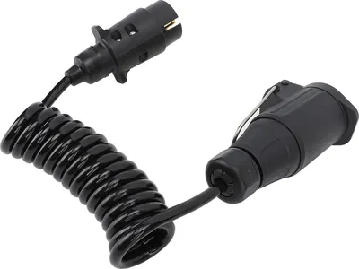 Produktbild von 12 V 7-poliger auf 13 Anhänger-Adapter, 2 m Länge, Spiralsteckdose, Verkabelungsstecker für Wohnmobil, Wohnwagen, Boot, Schwarz