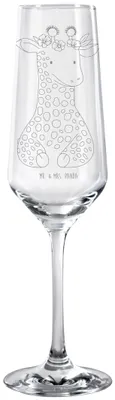 Produktbild von Mr. & Mrs. Panda Glas Giraffe Blumenkranz - Transparent - Geschenk, Champagnerglas, Sektglas graviert, mit Gravur, Afrika, Sektflöte, Freundin, Selbstliebe, Abenteurer