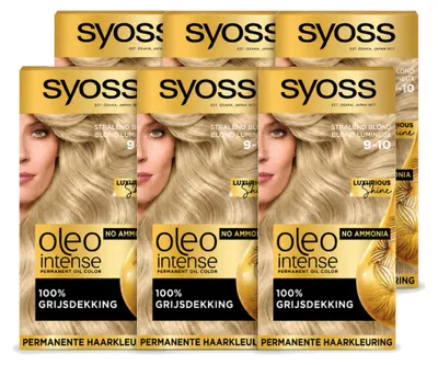 Produktbild von 6 x Syoss Oleo Intense 9-10 Haarverf - Strahlendes Blond - Ohne Ammoniak - Vorteilspackung - 6 Stücke