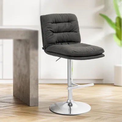 Produktbild von Barhocker Damar Stoff chrom dunkelgrau