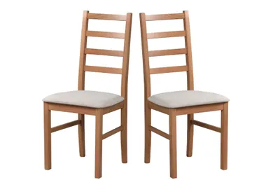 Image de Chaise de salle à manger, bois chêne massif Chaise Chaise de cuisine - Set 2x Nilo 8, noyer clair