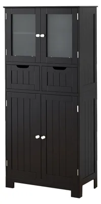 Obrázek produktu pro Skříňka do koupelny se zásuvkami a dvířky, rozměry 60 x 30 x 128 cm, černá barva