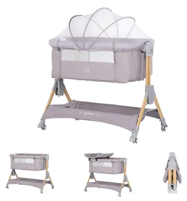 Produktbild von Chipolino Beistellbett Sleep´n Fold Matratze Räder Schwingfunktion Wickelauflage hellgrau