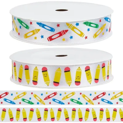 Obrázek produktu pro Páska grosgrain s motivem "Zpět do školy", délka 18 metrů