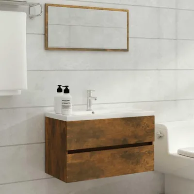 Image de Ensemble de meubles de salle de bain en deux parties, comprenant un miroir et un espace de rangement
