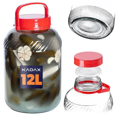 Produktbild von KADAX Jar Glasbehälter 12L mit Deckel und Griff zum Einlegen von Kohl für Gurken