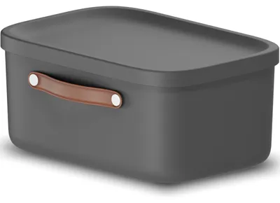 Produktbild von Rotho Maloja Aufbewahrungsbox mit Deckel 12l - Stapelbox Anthrazit