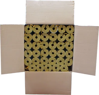 A cardboard box filled with insulation tubes.