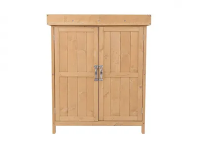 Produktbild von Outsunny szafka na narzędzia szopa na narzędzia szafka ogrodowa 2 komory drewno jodłowe naturalne 74 x 43 x 88cm