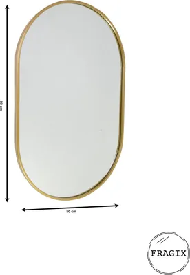 Image de Miroir Fragix Boston ovale - doré - cadre métallique - 80 x 50