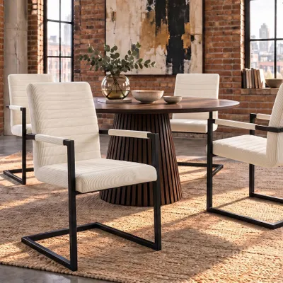 Produktbild von riess-ambiente Freischwinger LOFT beige schwarz Cord Eisen mit Armlehnen industrial
